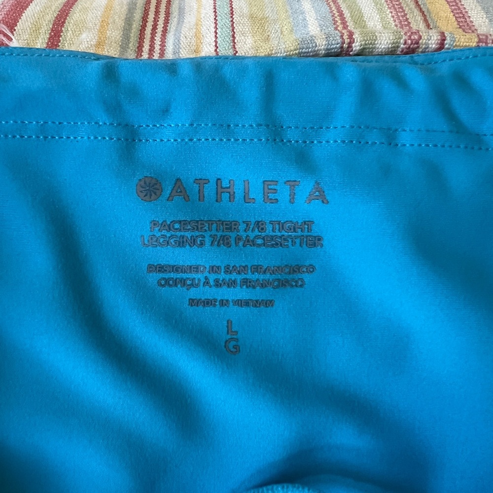 Athleta Pacesetter 7/8 Blue Leggings View 2